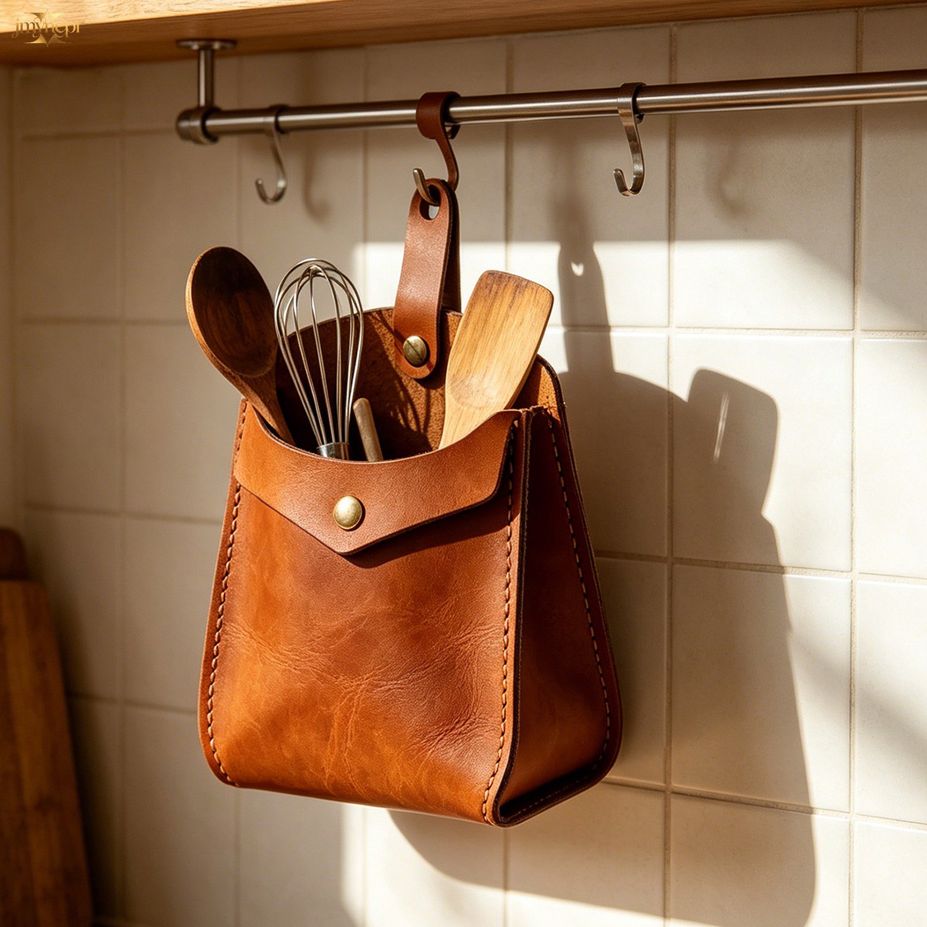 Handmade Leather Hanging Organizer (Set of 6)