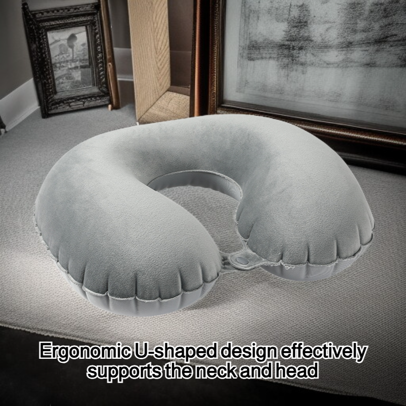 Press to inflate the U-shaped pillow