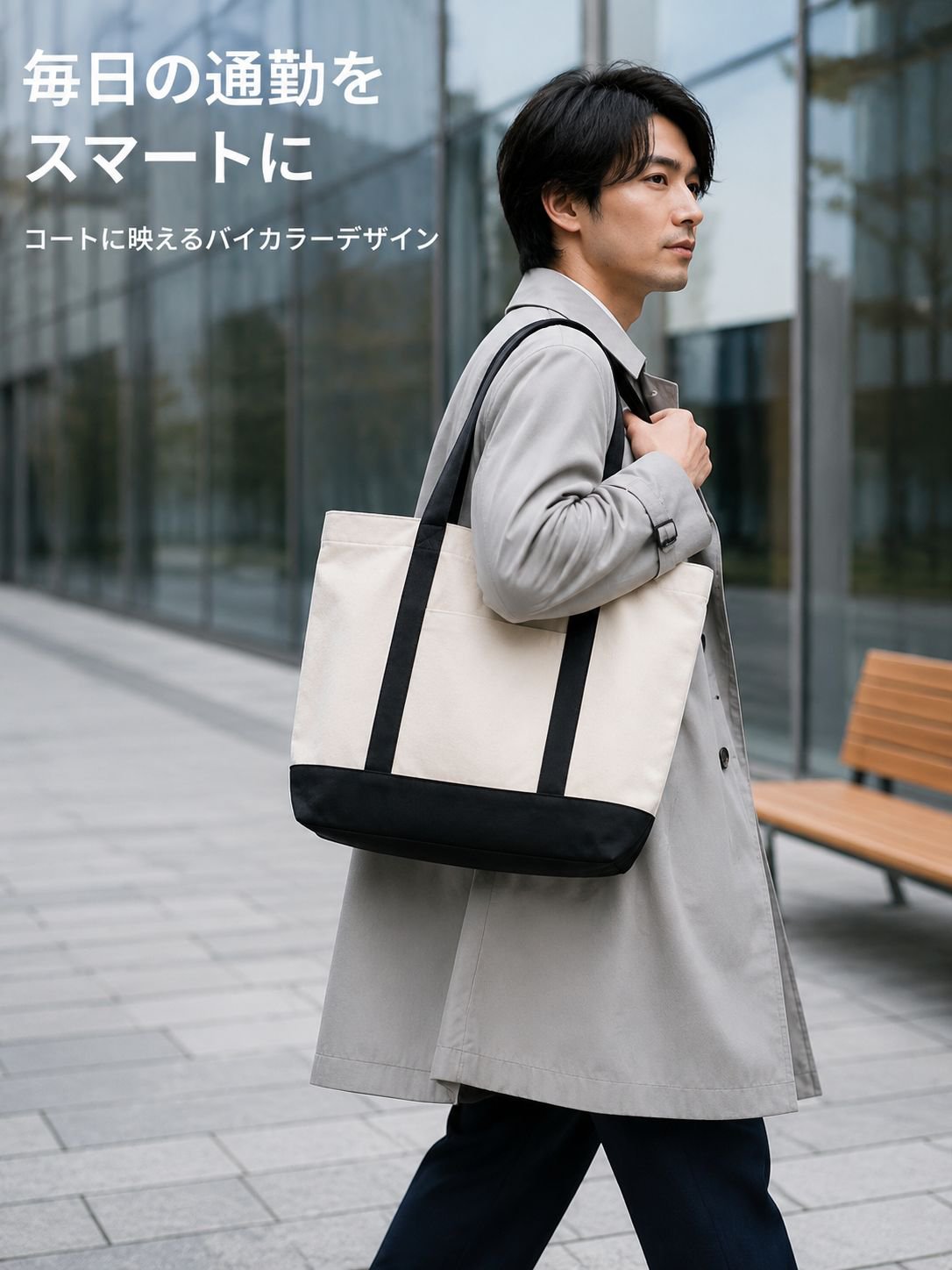 切り替えキャンバストートバッグ