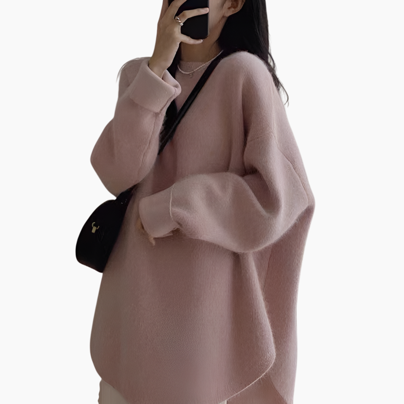 ニット セーター レディース 冬 長袖 ラウンドネック モヘア プラッシュ 暖かい セーター レディース 2024 秋冬 ソリッドカラー 多用途 ソフト ワックス状 高品質 アウター ニット ボトム 