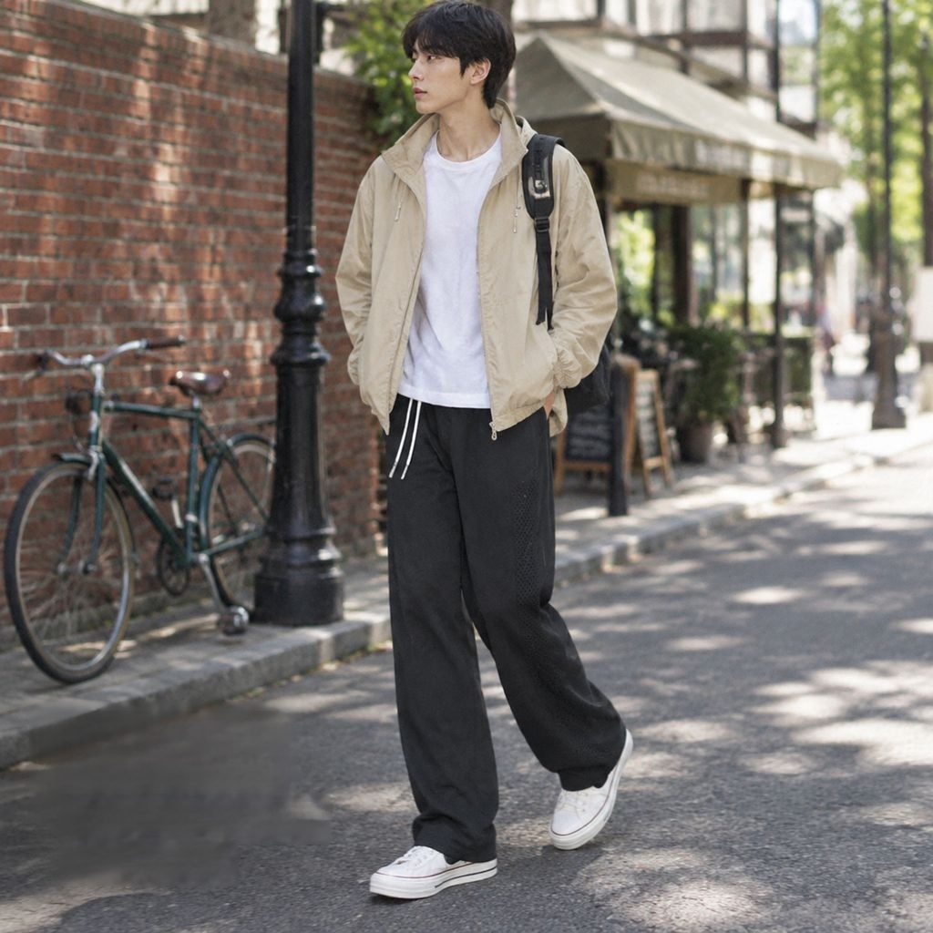Pantalones casuales rectos de ajuste holgado