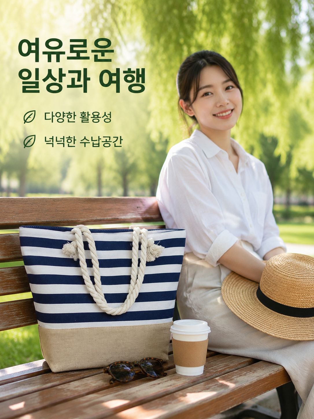 스타일리쉬 스트라이프 캔버스백 2025 토트 대용량 토트백 캐쥬얼 숄더 하이페이스 지퍼