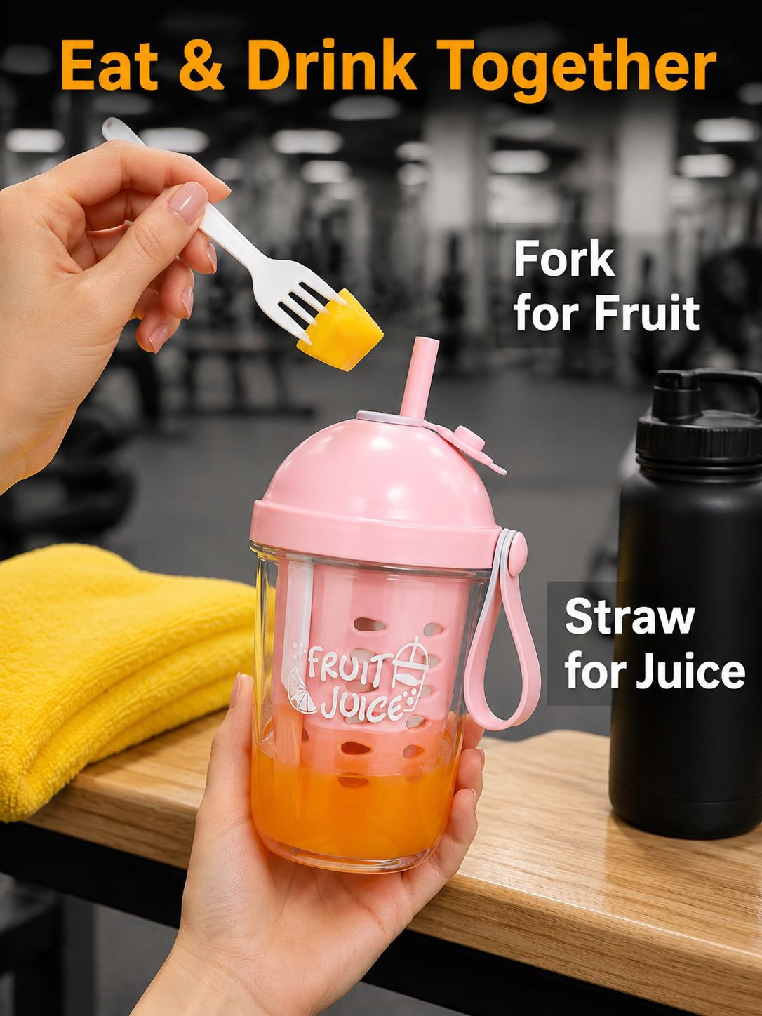 Drainable Straw Fruit Salad Cup
