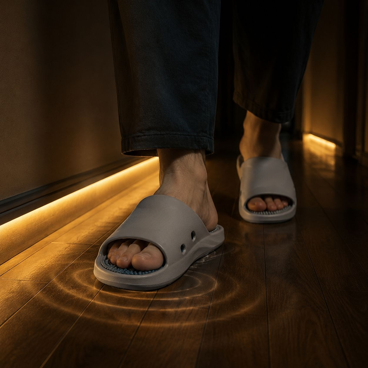 履きやすいデザインの男性用健康スリッパ