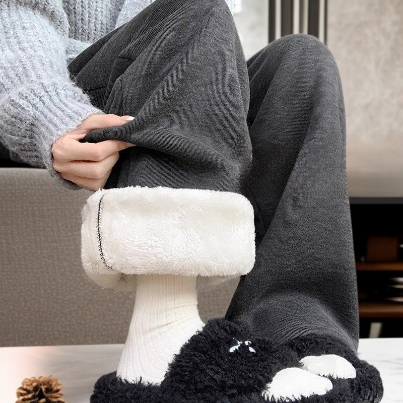 ラムウール裏地付きストレートレッグもち米パンツ