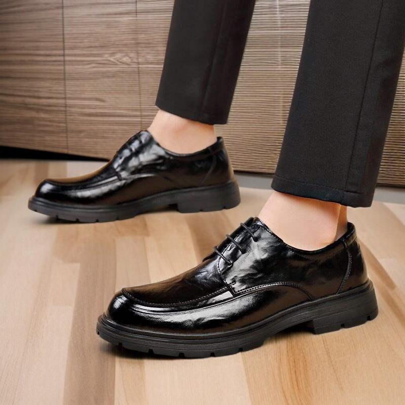 牛革メンズ厚底革靴