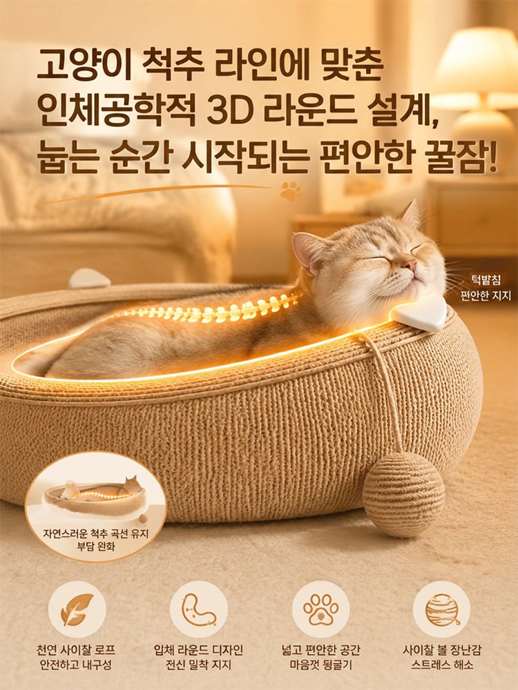 초대형 원형 고양이 스크래쳐 하우스