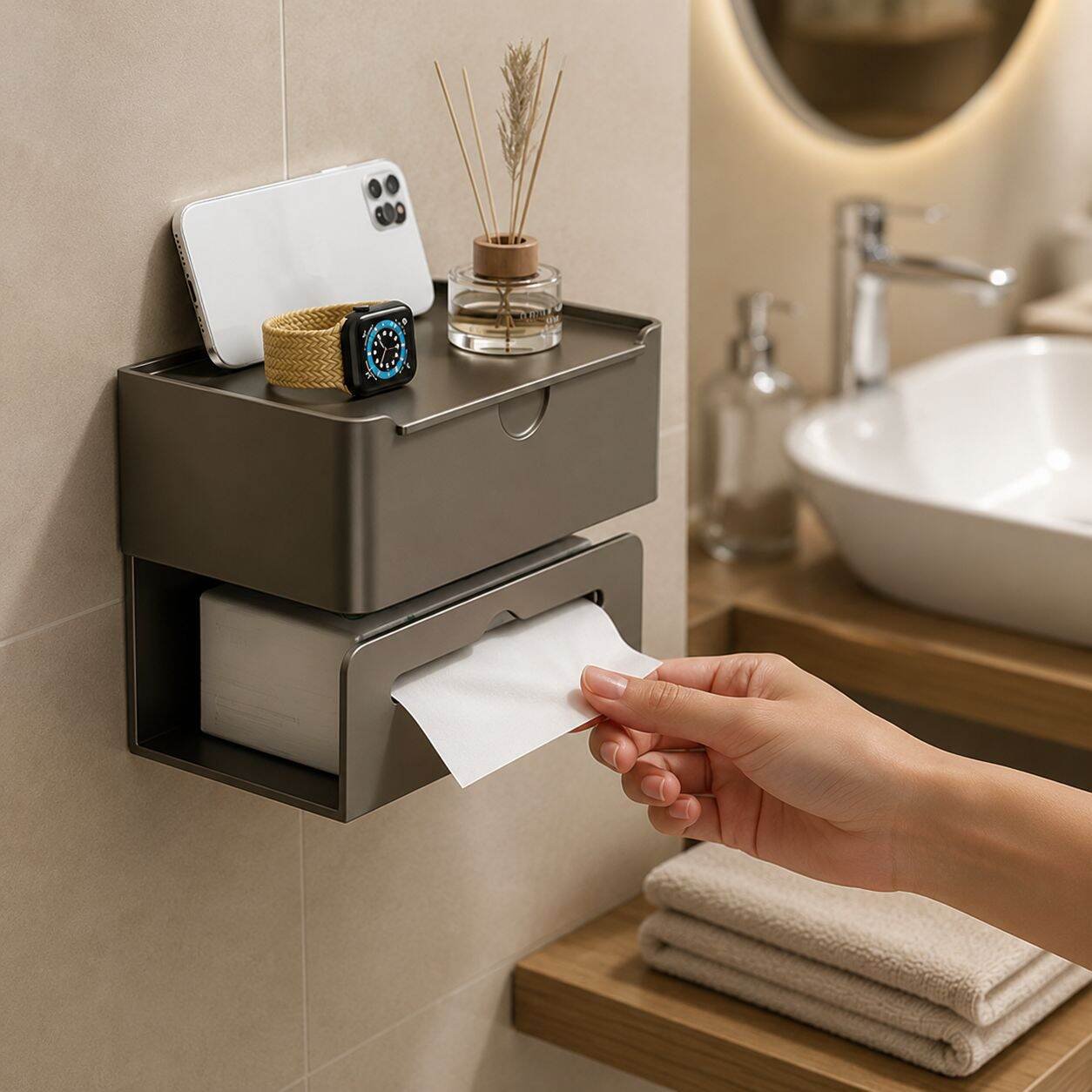 Washroom waterproof wallmounted paper towel box