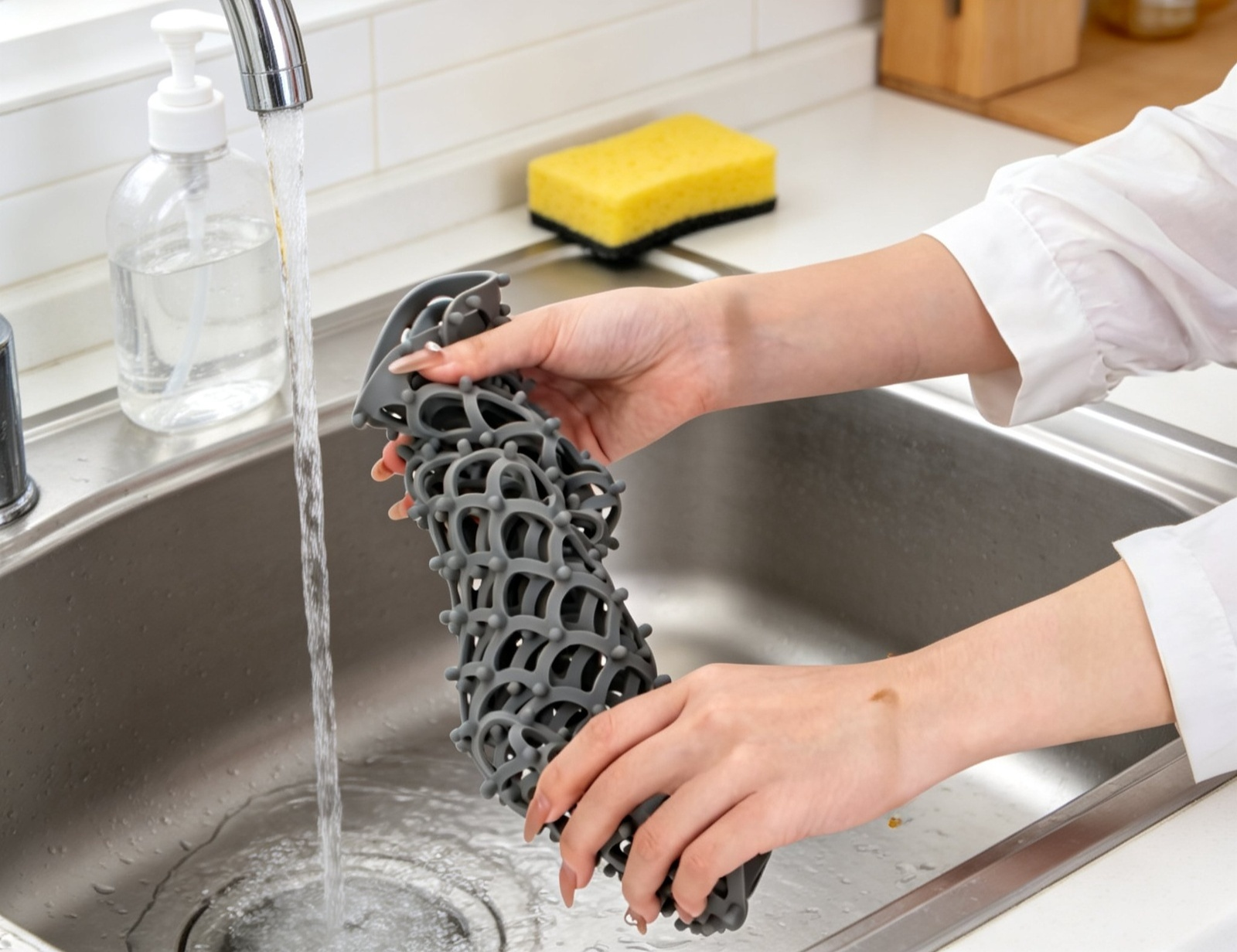 Rutschfeste Silikonmatte schützt das Spülbecken