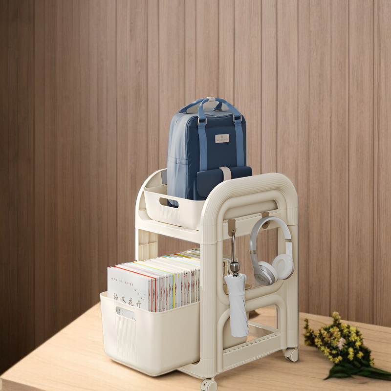 キャスター付きテーブル下可動式トロリーラック寮文具本収納ラックオフィス雑貨収納ラック