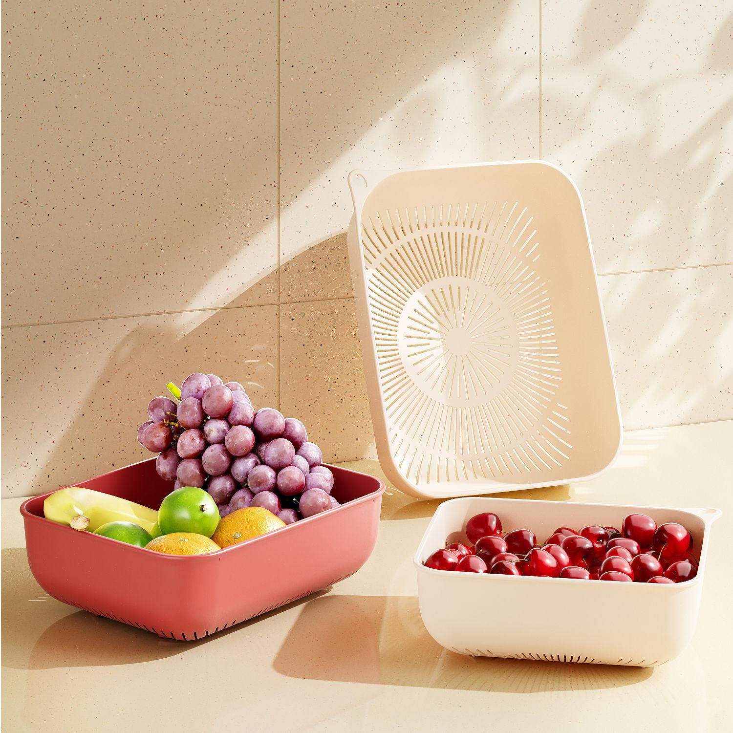 Juego de tres coladores y tazones de cocina Yimu Pinchuan para lavar y escurrir verduras