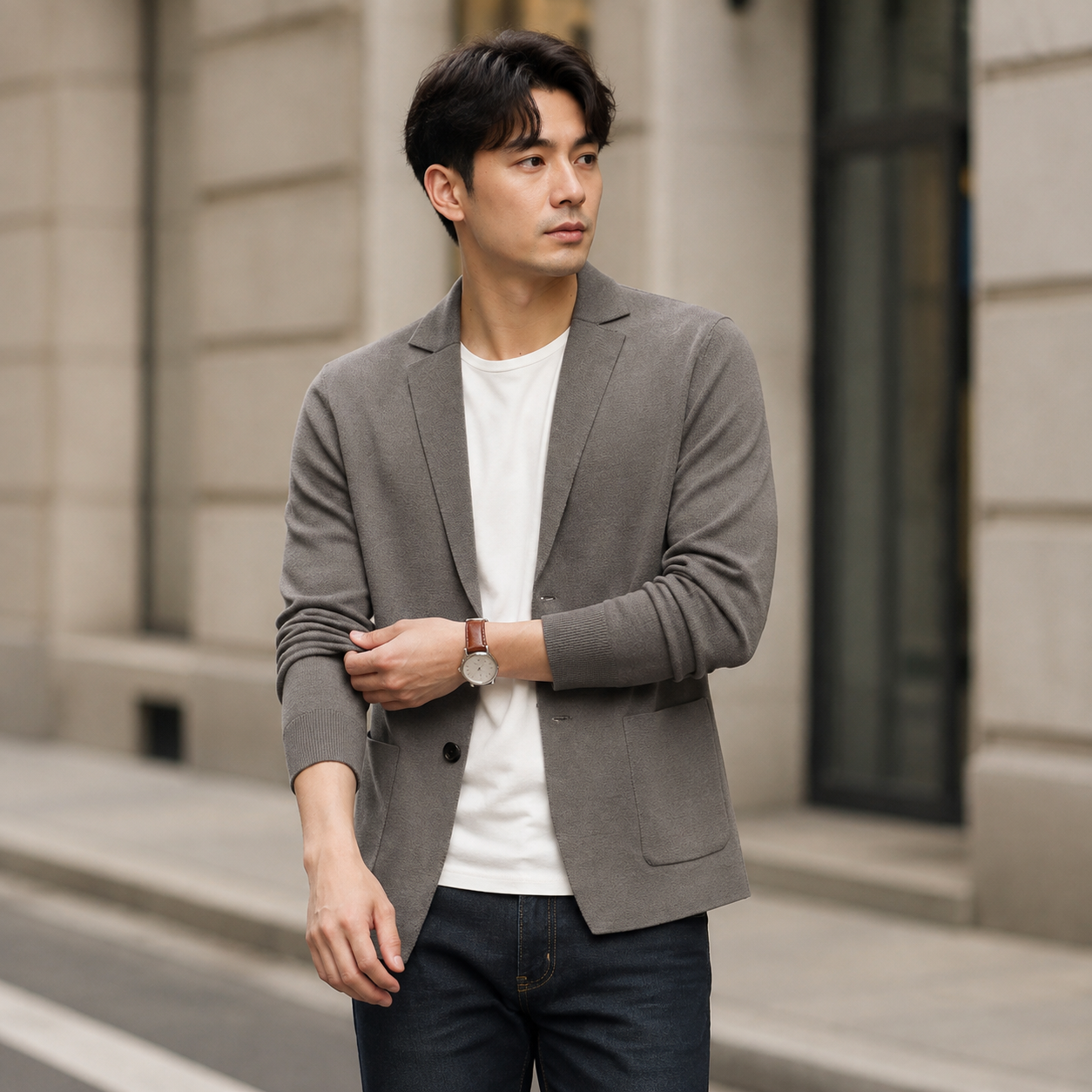 신상 춘추 남성용 니트 가디건 자켓