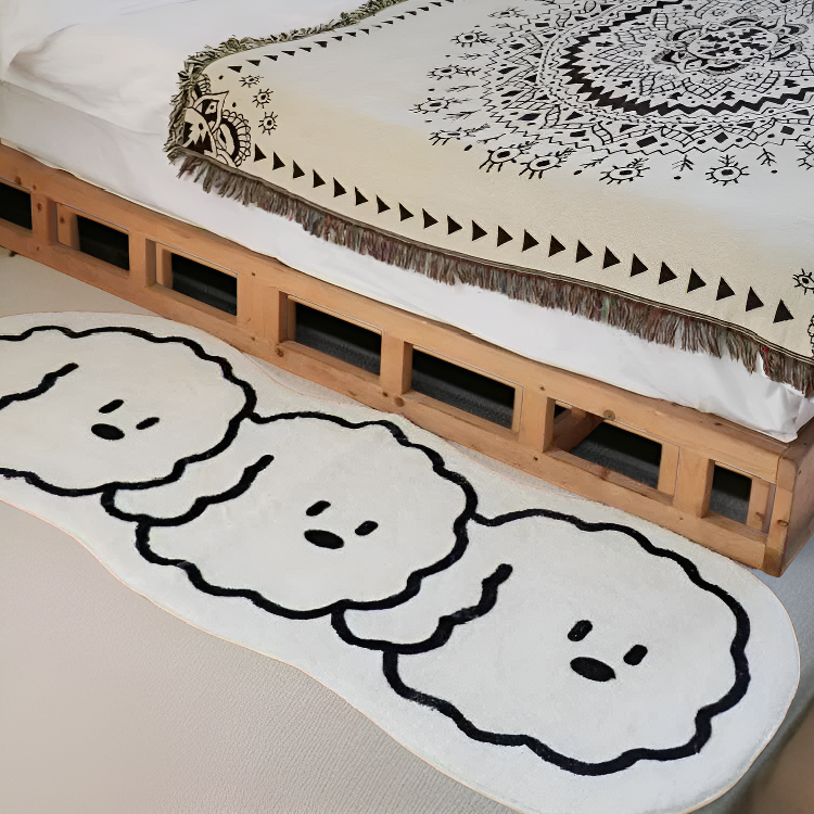 Minimalistyczny dywanik z kreskówkowym psem