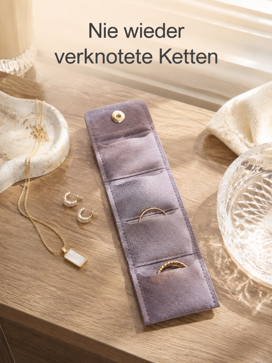 Tragbare Schmucktasche mit Fächern – Reise-Organizer für Ringe, Ohrringe und Schmuck