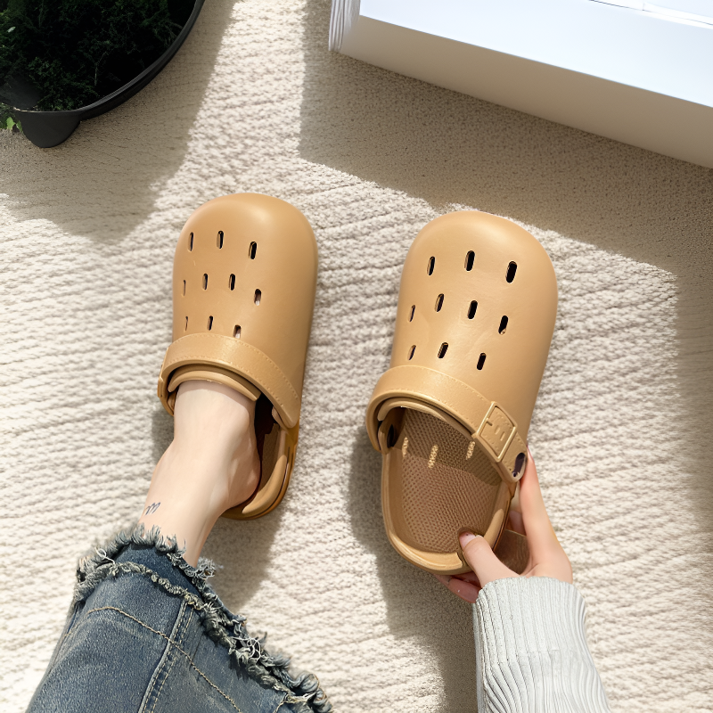 여성 아웃도어 캐주얼 통굽 구멍 슈즈, 똥 밟는 느낌 비치 슬리퍼