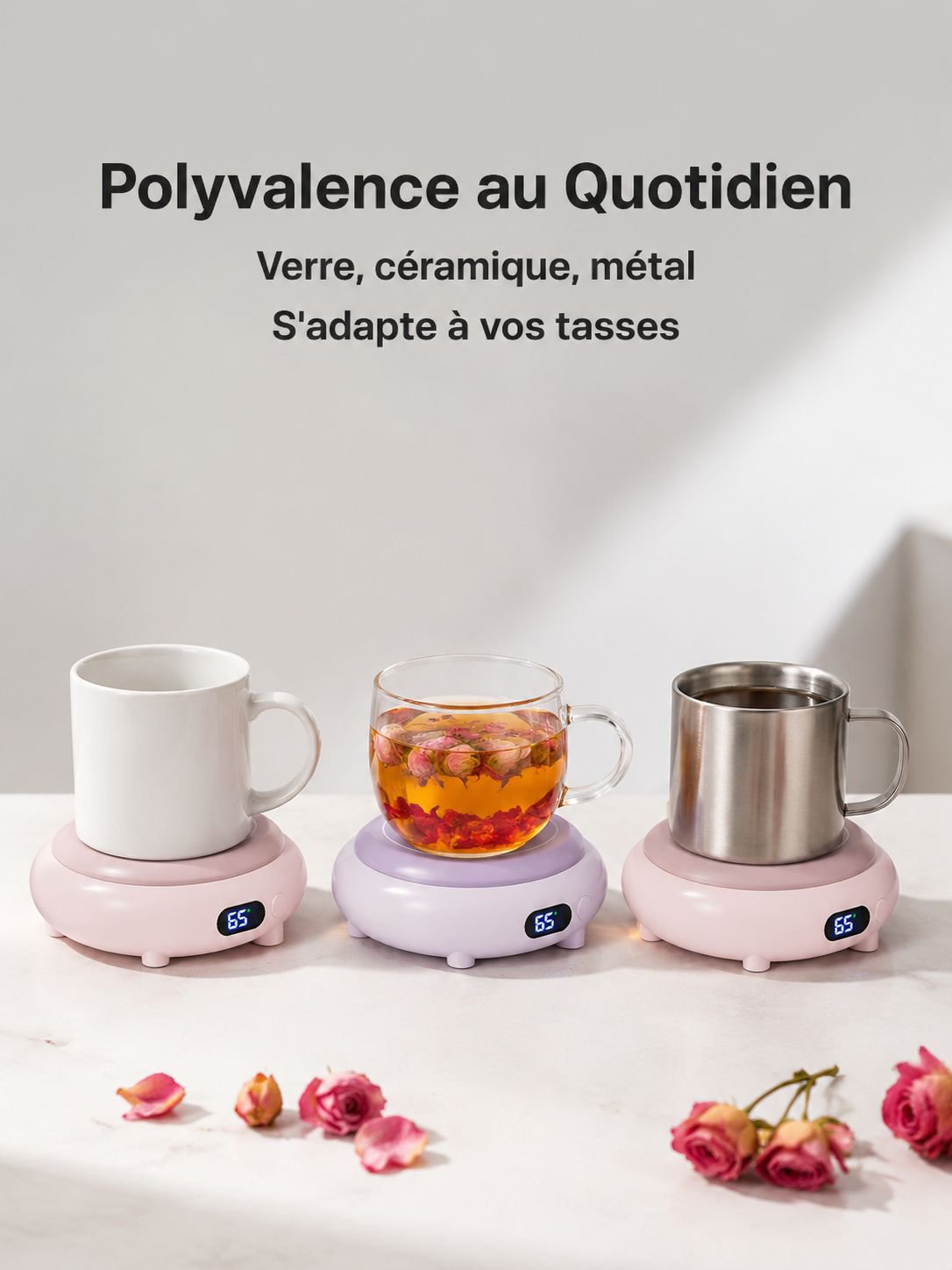 Sous-verre chauffant sans fil à température intelligente