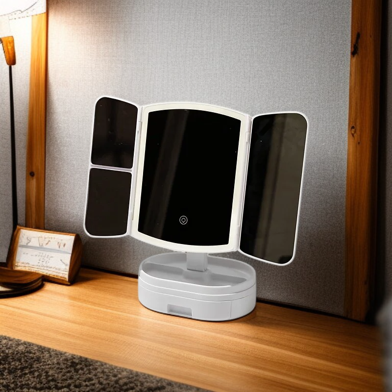 Aufbewahrungsständer mit Touchscreen-Schönheitsspiegel, perfekte Geschenkidee für Damen