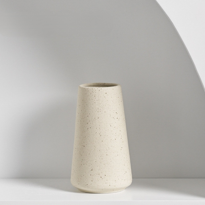 マット仕上げ純白セラミック花瓶 リビング用フラワーベース