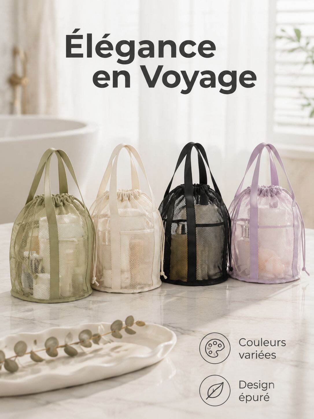 Trousse de toilette pliable multifonction avec filet