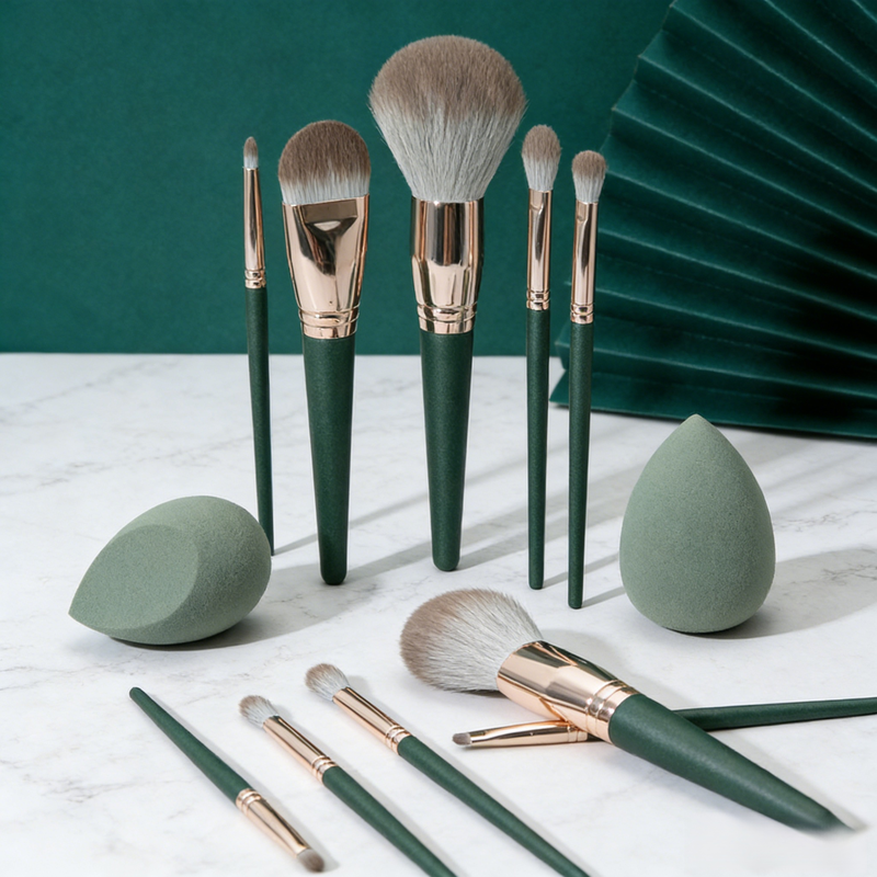 그린클라우드 부드러운 14개 메이크업 브러쉬, 메이크업 및 피부 수정용