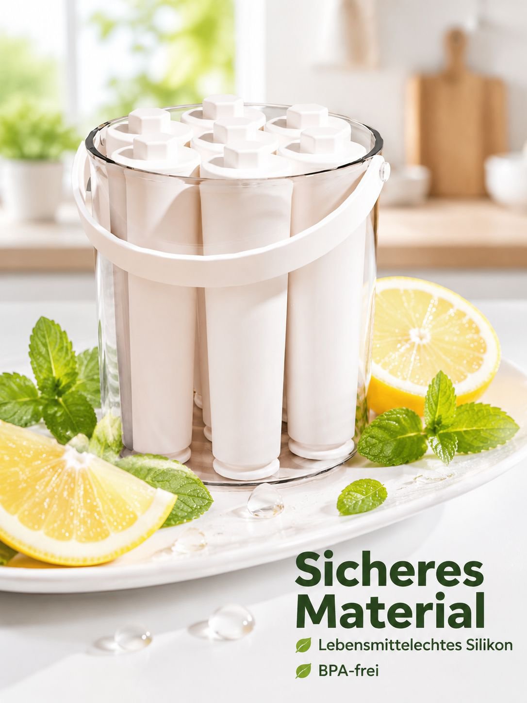 Lebensmittelechte Langform Silikon Eiswürfelform