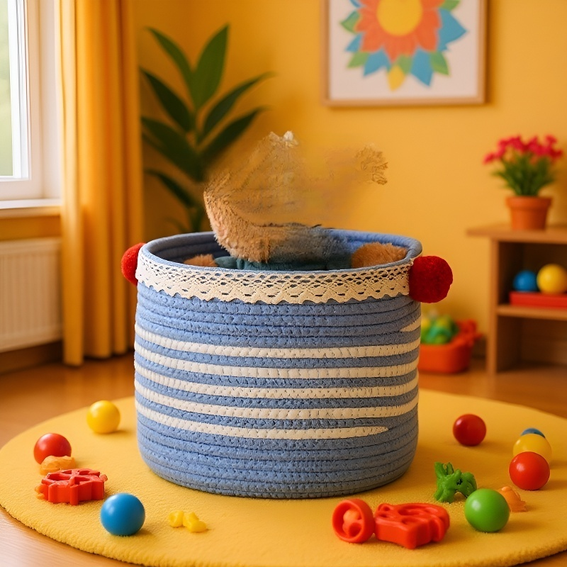 Cesta de almacenamiento tejida para escritorio