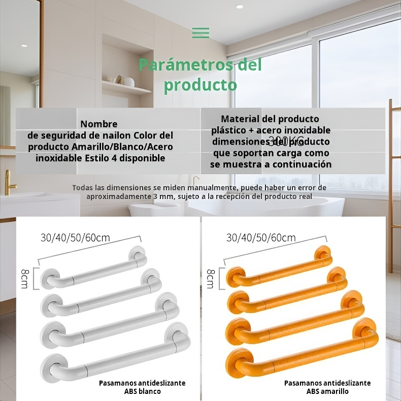 Barra de seguridad anticaídas para ancianos, agarradera para baño y aseo