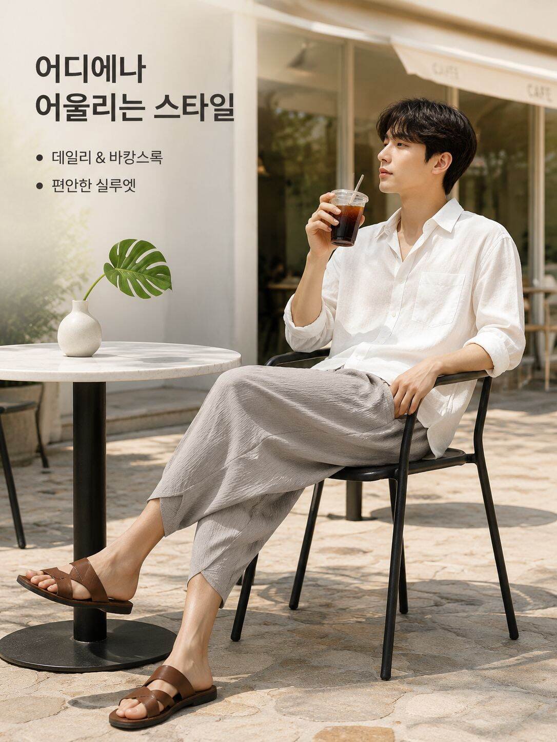 신상 남성용 루즈핏 캐주얼 하렘 7부 바지 얇은 비치 팬츠
