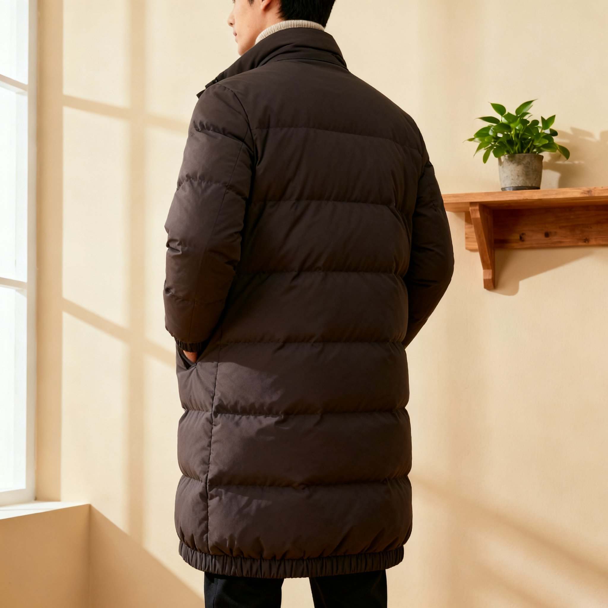 メンズロングコットンジャケット正面画像