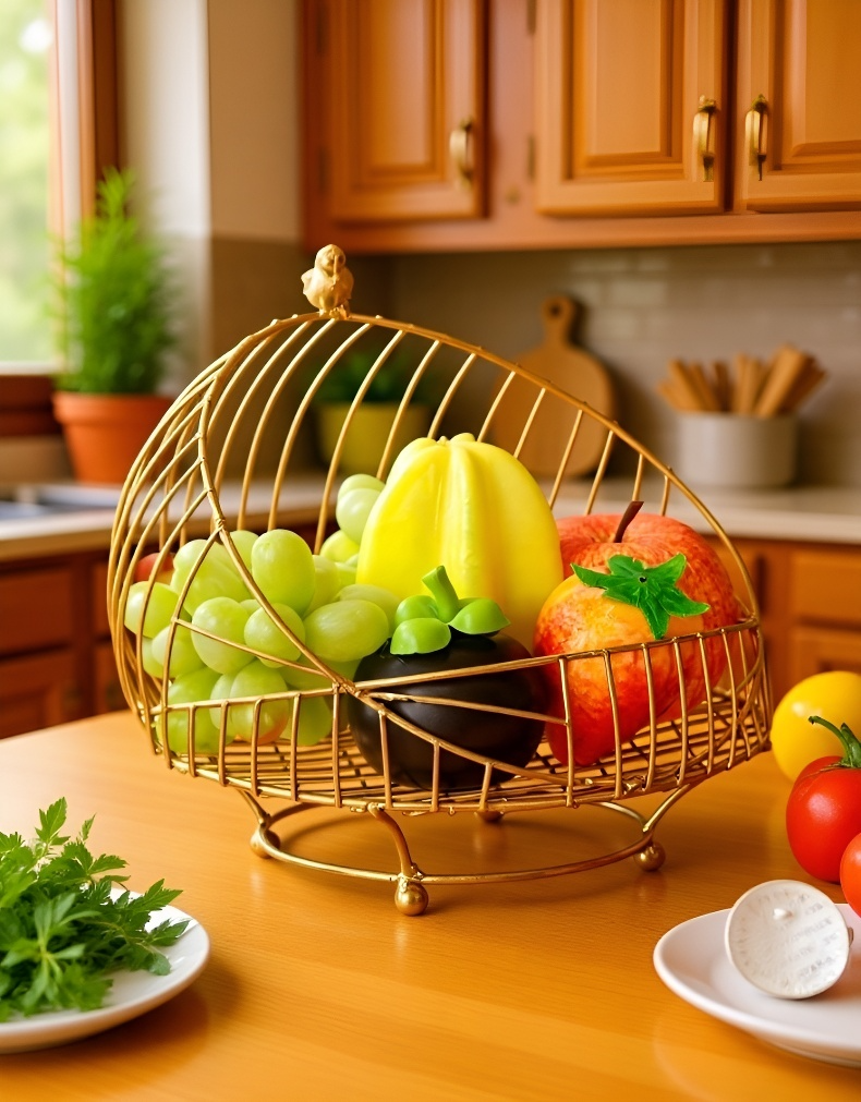 Friss gyümölcsök luxus kosárban modern nappaliban