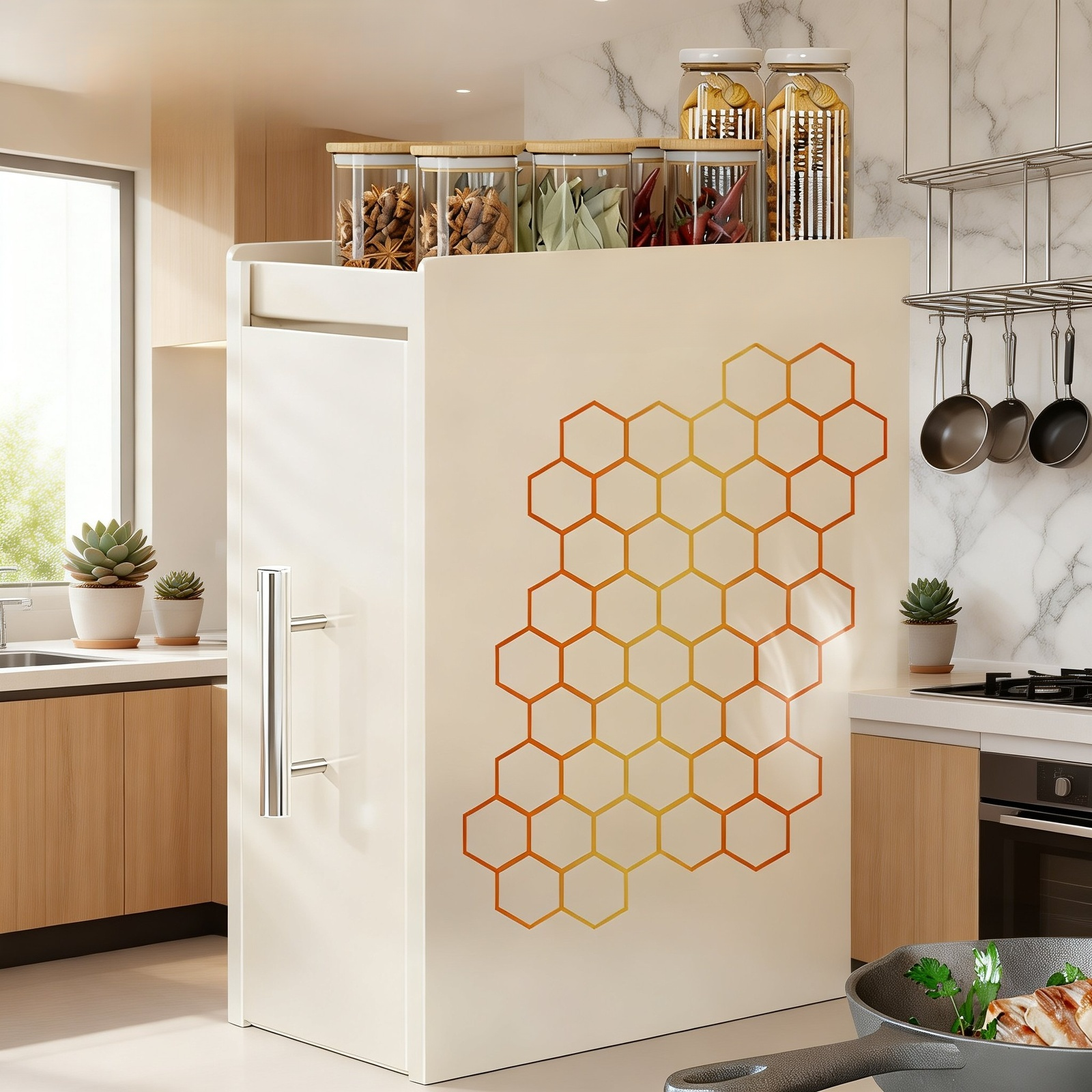 Staubgeschütztes, schmales Küchenregal aus Eisen mit Ausziehfunktion für Gewürze