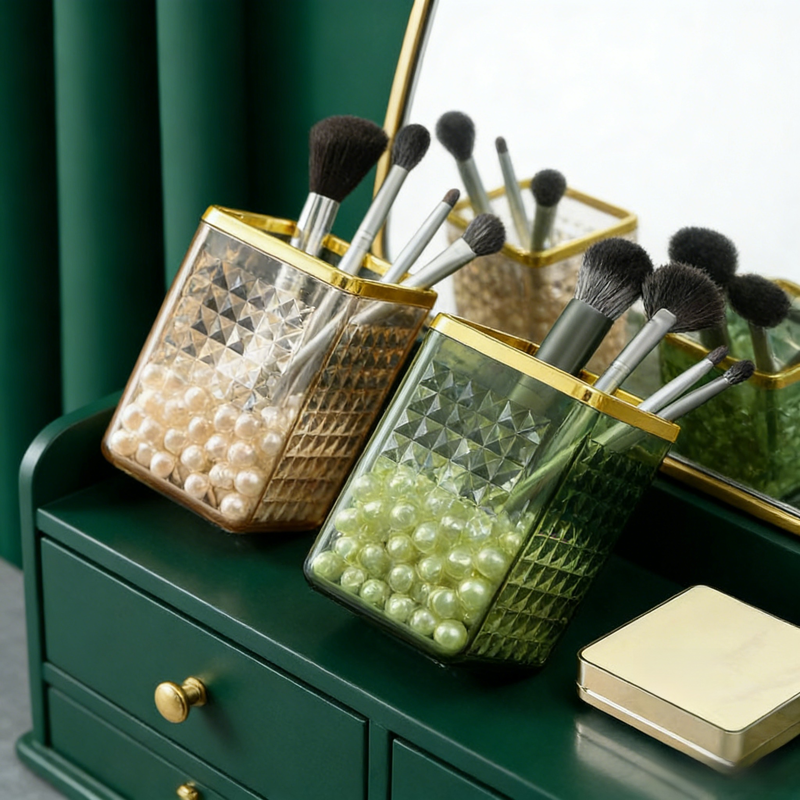 透明化妝刷收納盒梳妝台輕奢口紅眉筆筒