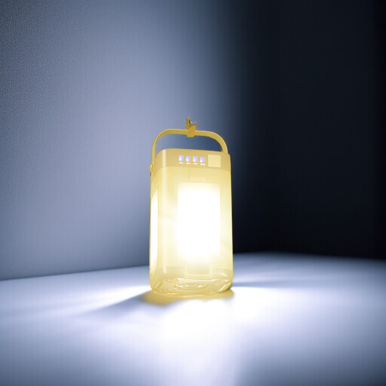 Campinglampe mit eingebautem Solarpanel