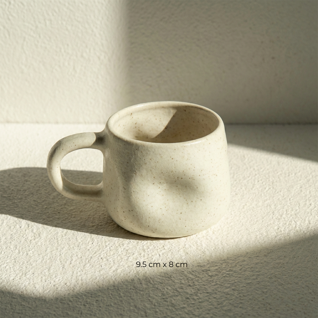 シンプルな白いマグカップのアップ写真