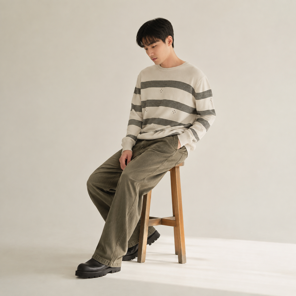 가을 와이드 스트레이트 순면 빈티지 바지