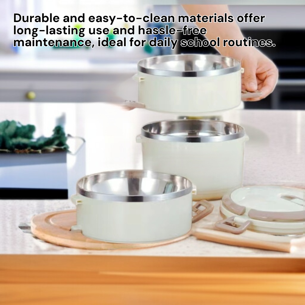 Large Capacity Stainless Steel Student Thermal Lunch Box Leak-Proof Portable Bento Box