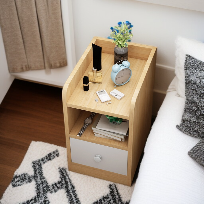超スリムベッドサイドテーブル小型収納引き出しキャビネット