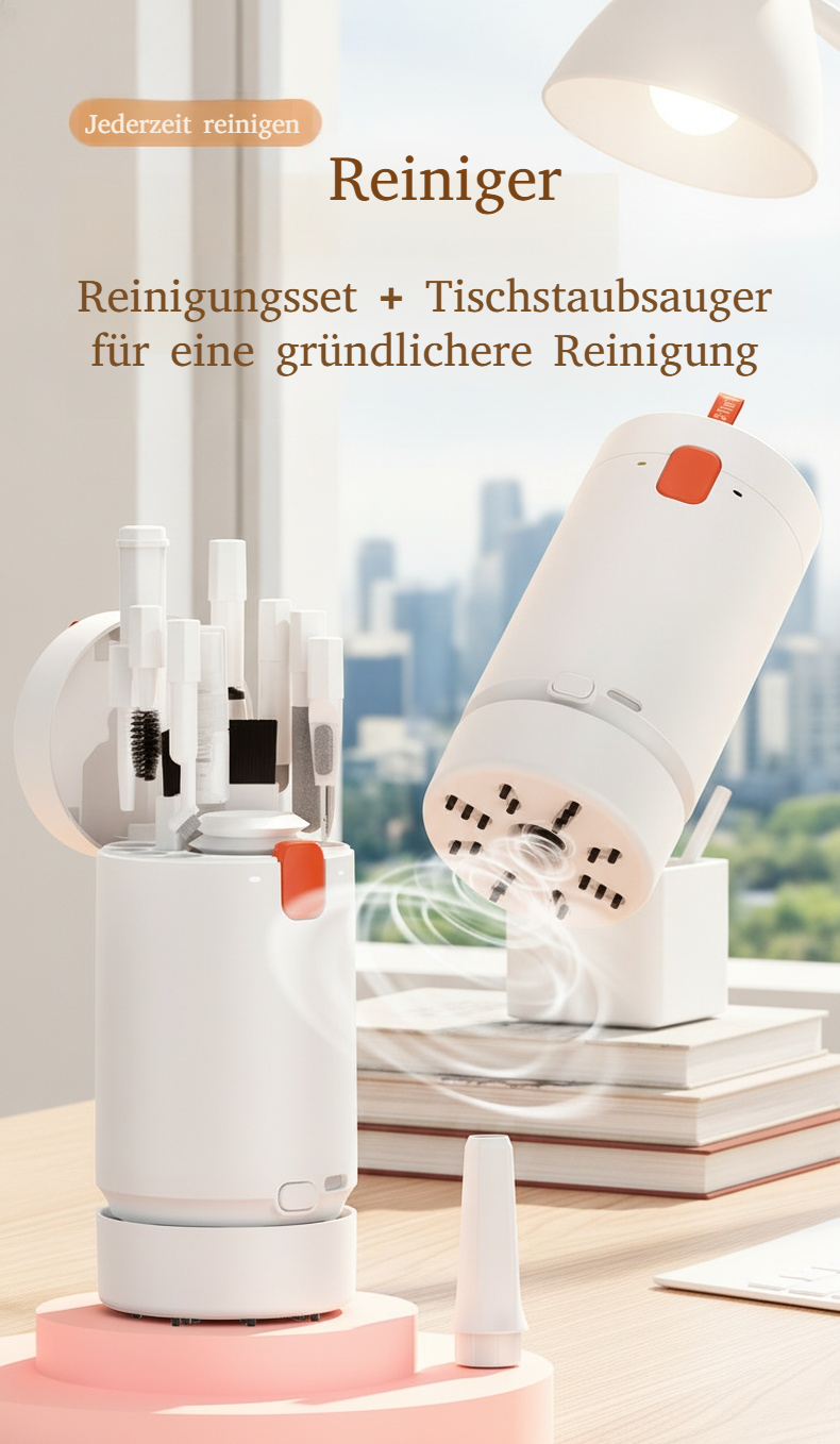 Elektrischer 20-in-1 Tastatur-Reiniger mit Staubsauger im Einsatz
