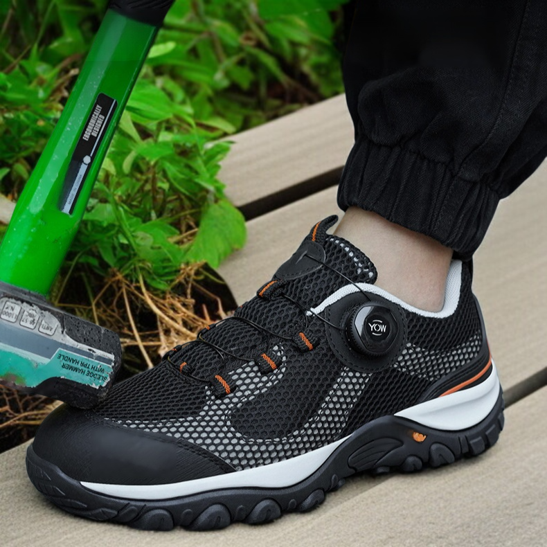 安全靴労働保護靴防咬・防穿ロートップ快適で通気性の良い回転バックル安全靴 冬用滑り止め安全靴