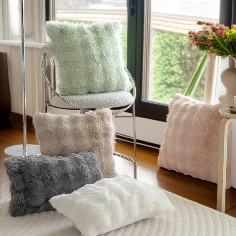 Plush Pillow Covers Pillow Covers Solid Color Plush Bedroom Bubble Plush