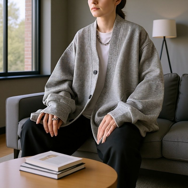 Bequemer Herrenpullover mit offenem Cardigan-Design