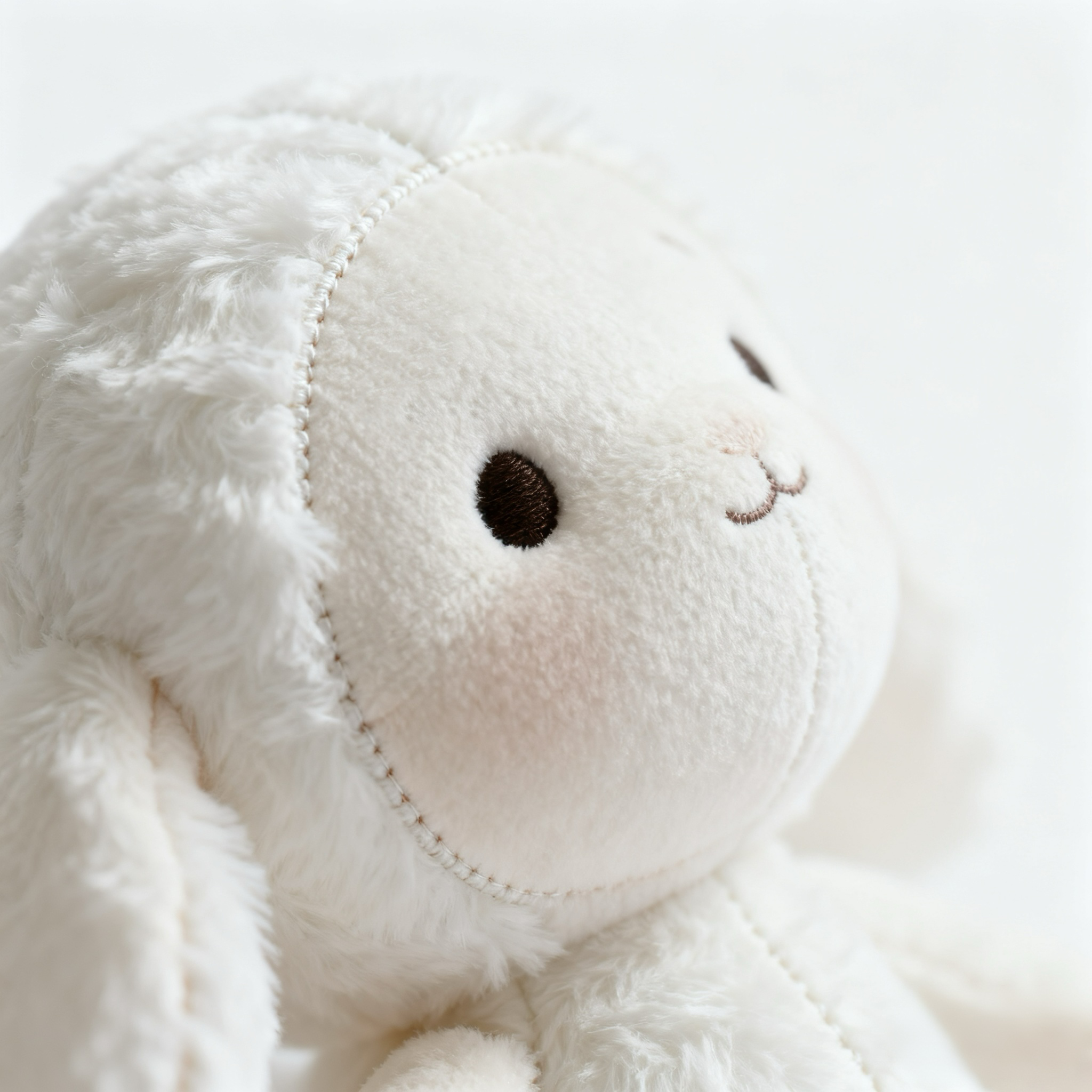 Muñeco de peluche ovejita sonriente en primer plano