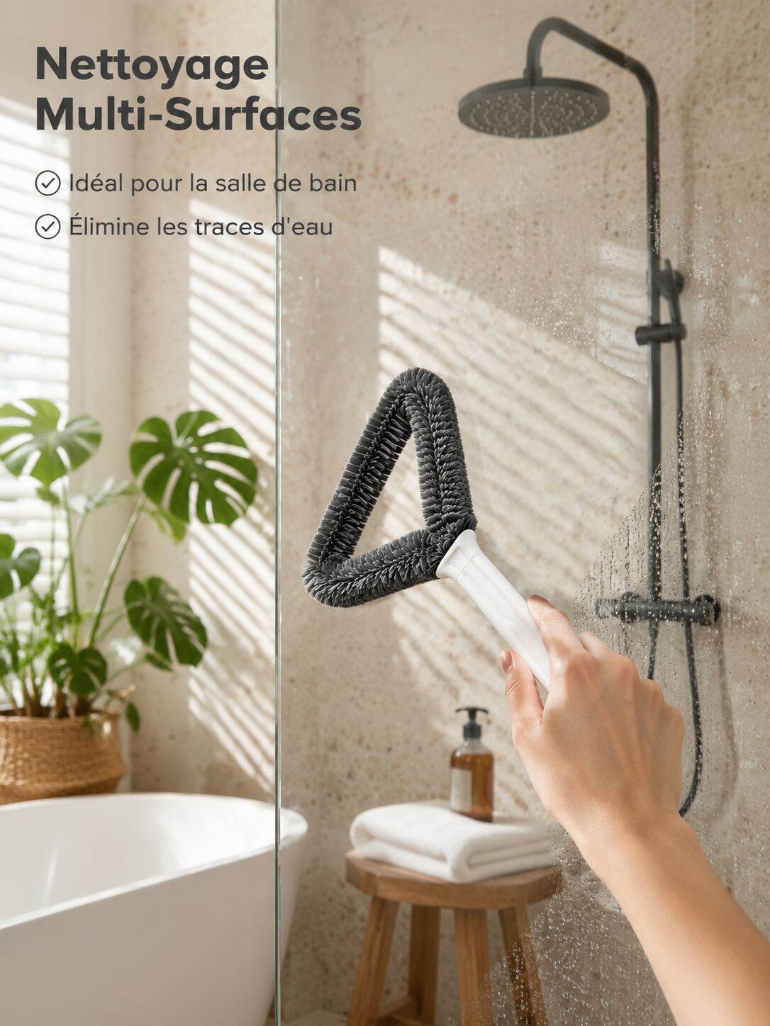 Brosse de nettoyage de vitres triangulaire double face, lavable et sans démontage pour la maison