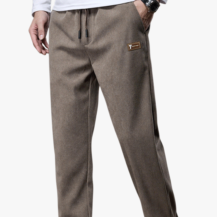 남성 밴딩 허리 스트레이트 팬츠 영하 기모 코듀로이 캐주얼 팬츠 가을 남성 캐주얼 팬츠