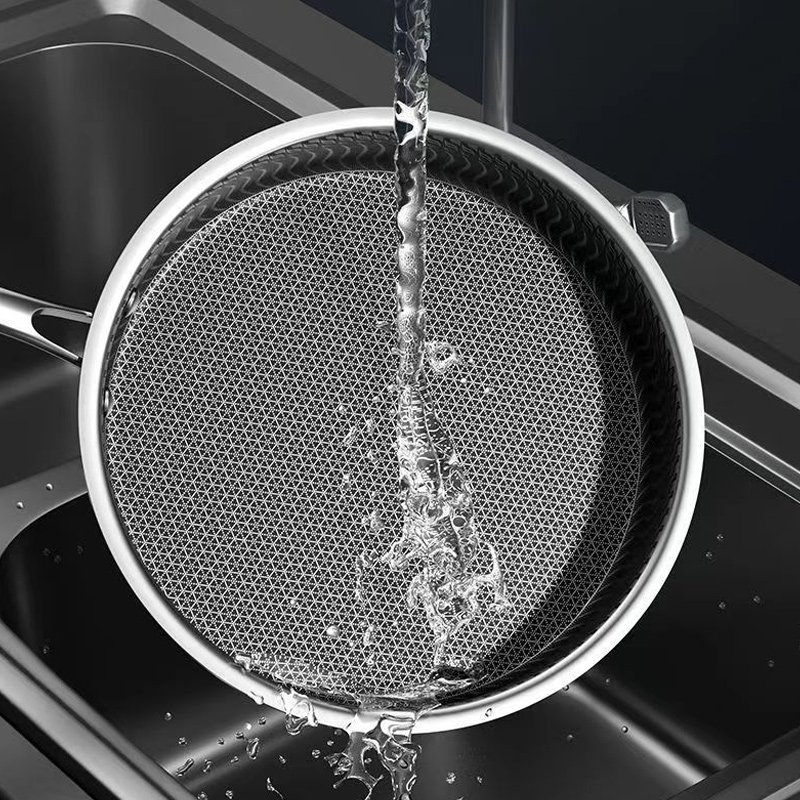 กระทะสแตนเลส 316 ลายรังผึ้งเคลือบสารกันติด