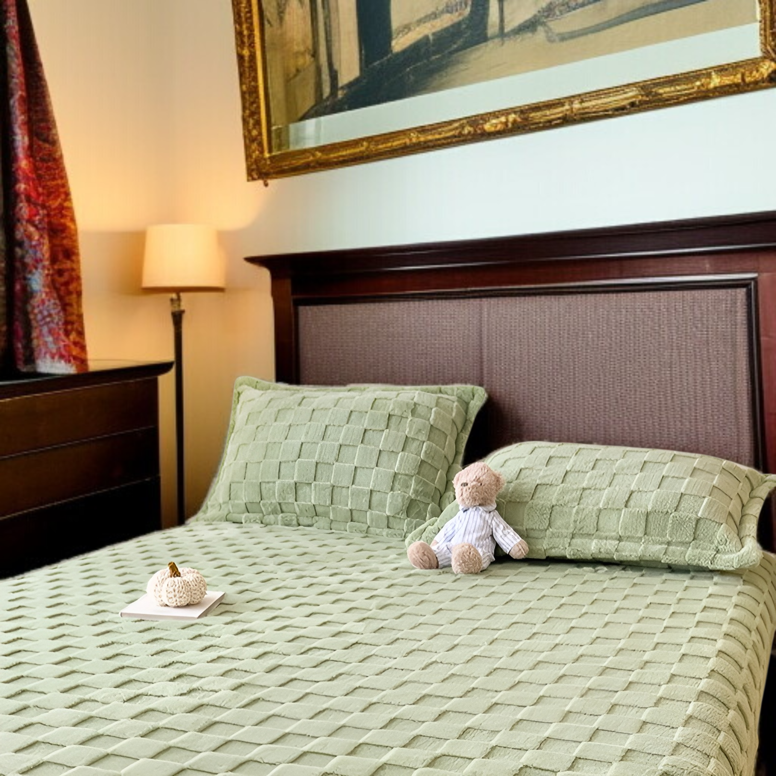 2026 Neue Kollektion, einfarbiges Milchvelours-Bettlaken mit Muster, 3-teiliges Set