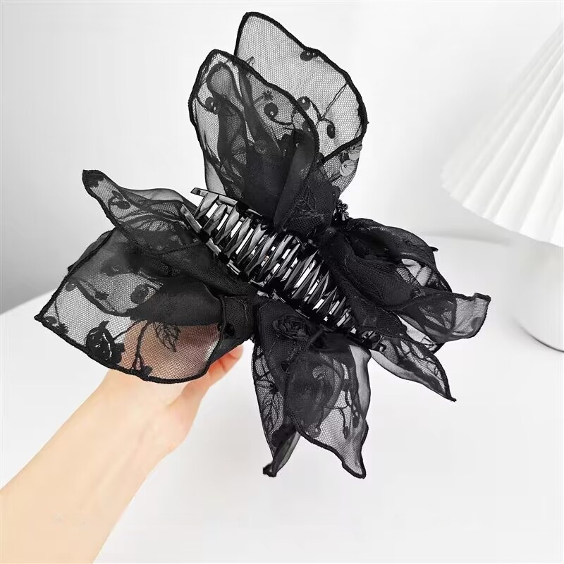 ローズ刺繍両面クリップ