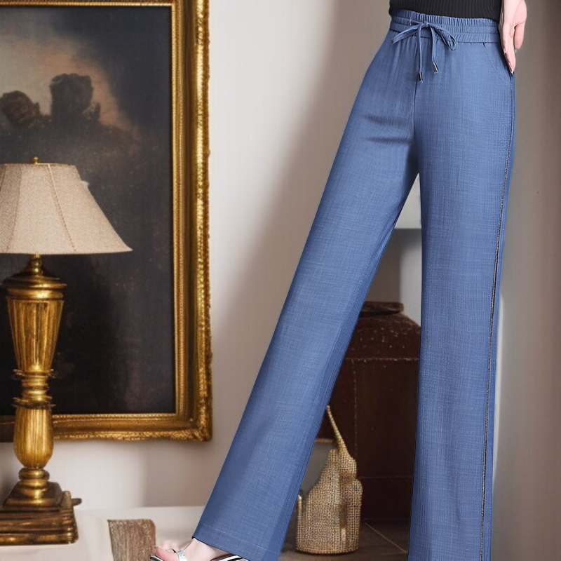 テンセルジーンズ 夏 レディース ハイウエスト ジーンズ 伸縮性 ソフト ジーンズ 伸縮性ウエスト ワイドレッグパンツ 中高年 プラスサイズ パンツ