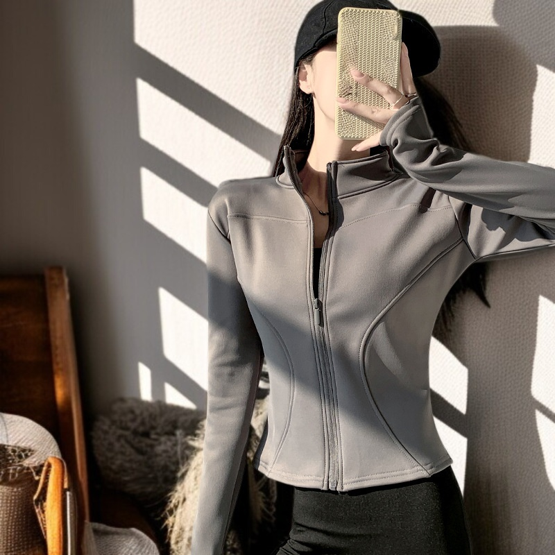 女士加絨長袖修身上衣外套