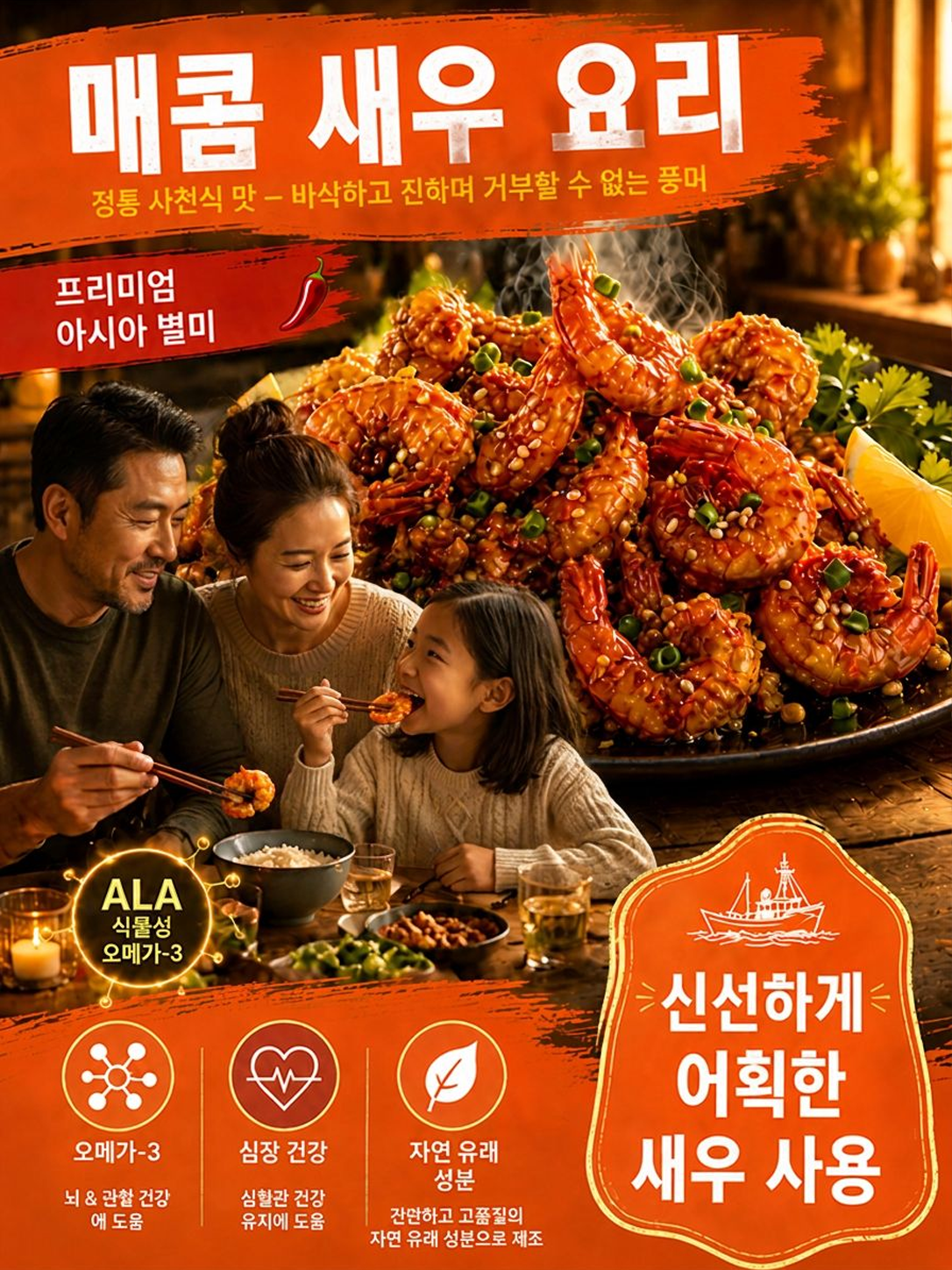 건강한 무기름 무염 구운 즉석 새우 스낵